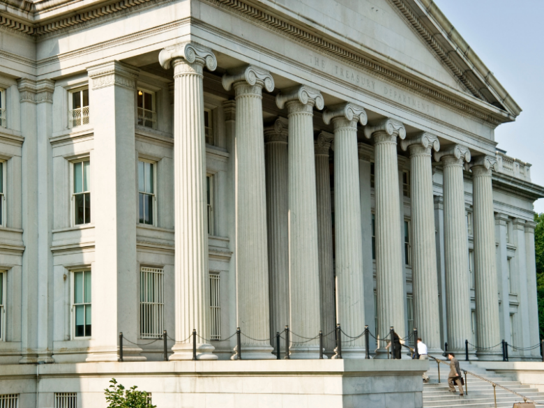 Side view of Treasury Building