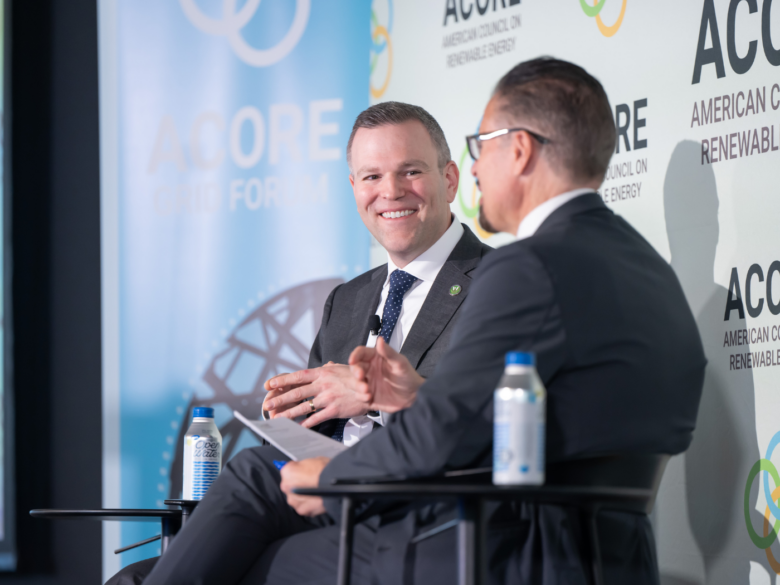 Keynote Remarks with Commissioner David Rosner, FERC sitting on stage with ACORE's Ray Long.