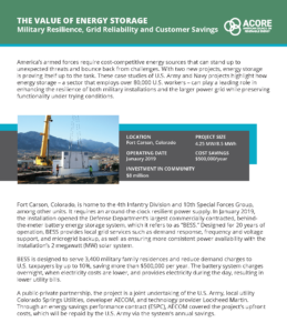 THE VALUE OF ENERGY STORAGE - Military Resilience, Grid Reliability and Customer Savings