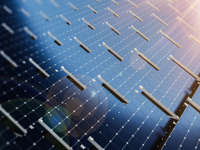 Close up shot of solar panel cells