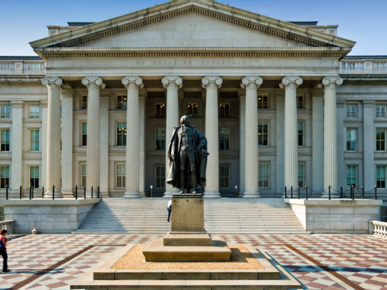 Exterior of Department of Treasury.
