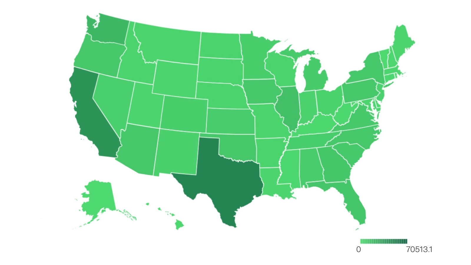 Cumulative Clean Energy Capacity in Megawatts (MW) by U.S. State chart