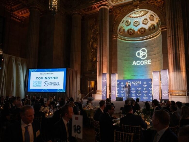 ACORE CEO Ray Long addresses attendees on stage at the 2025 ACORE Gala.