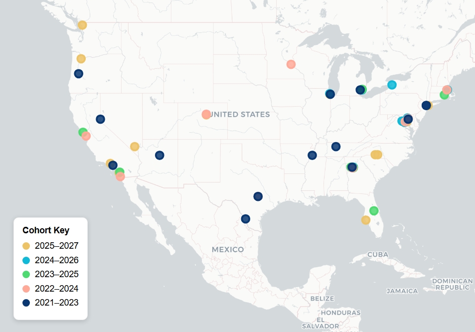 Screenshot shown, explore commercially active Accelerate member companies across the U.S.