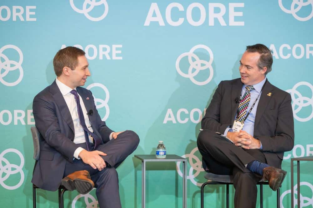 Keynote conversation at the ACORE Policy Forum with Alex Fitzsimmons and Colin Meehan.