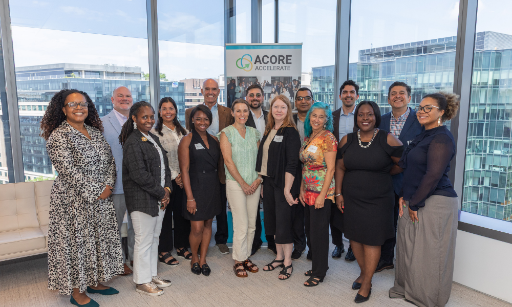 Accelerate members taking a group photo.