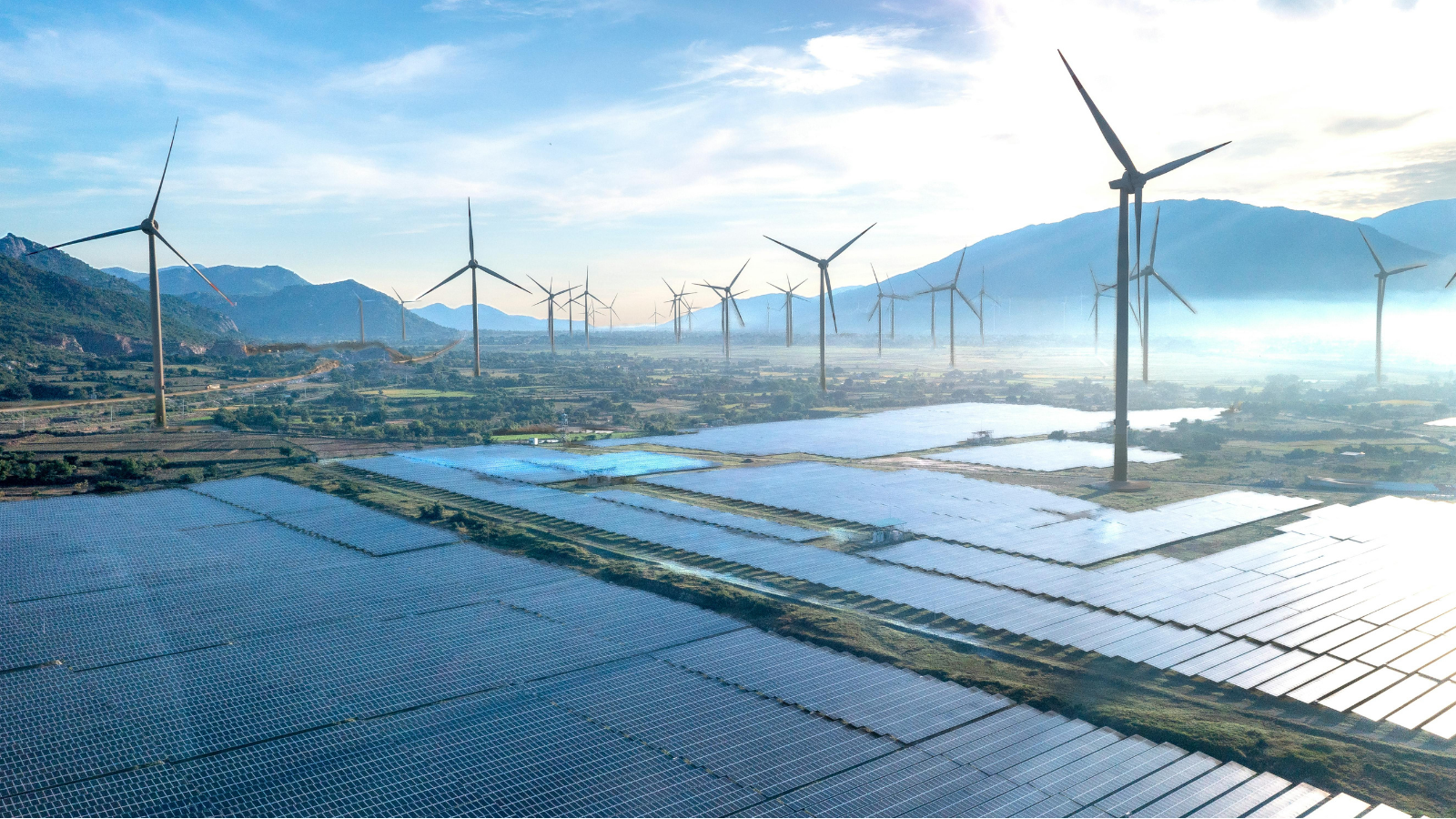 Multiple forms of renewable energy including solar and wind.