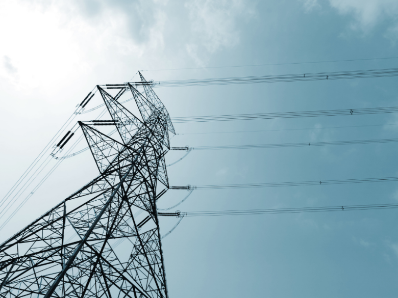 Transmission tower and its lines.